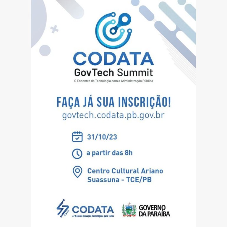 Abertas as inscrições para o GovTechSummit CODATA Abertas as inscrições para o GovTechSummit CODATA
